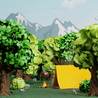Jungle Camping 3d 3ddesign animation blender design graphic design motion graphics