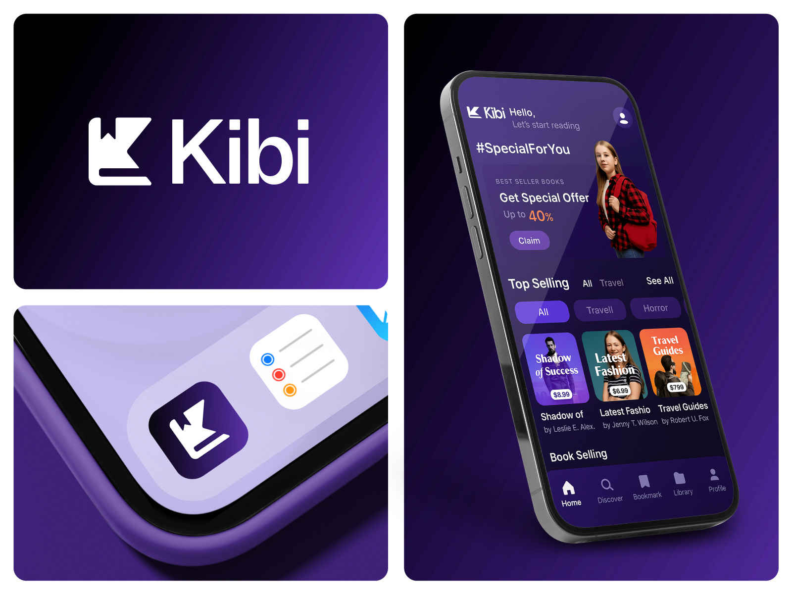 Letter K logo design for E-book, Audiobook app app logo app logo and brand identity app logo designer audiobook audiobook app bookmark bookshop branding connection e book app ui e book logo ebook ecommerce k logo letter k book letter k logo logo logo maker modern logo startup logo