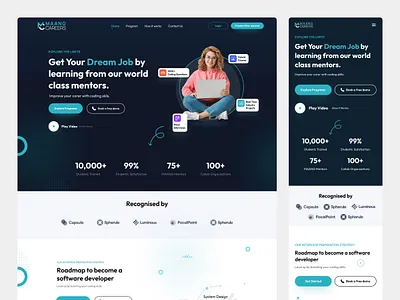 E-learning landing page design branding course dailyui design e learning e learning landing page home page landing page module sajjad ui uiux ux web webdesigner