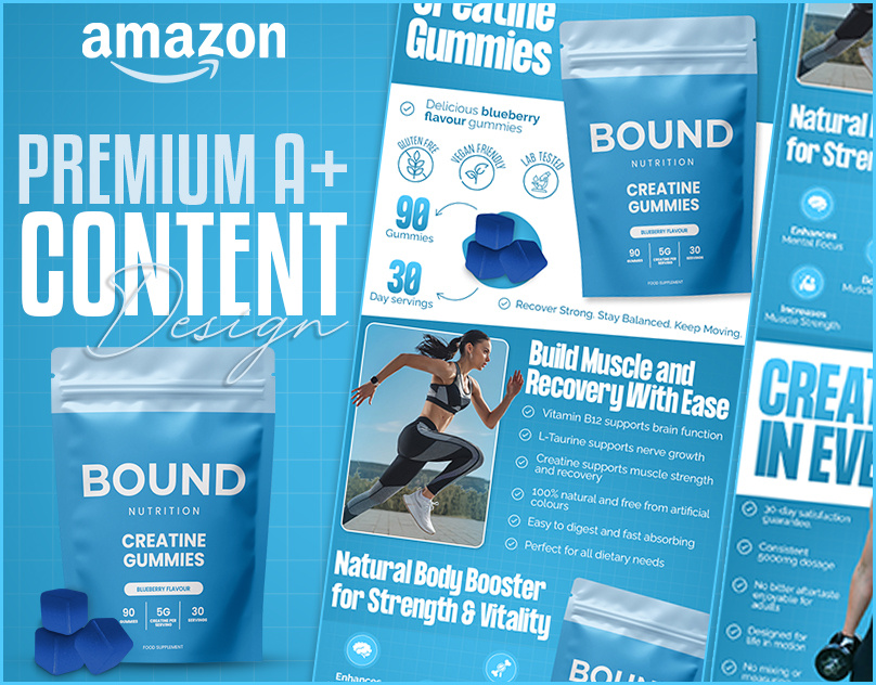 Premium A+ Content || Amazon EBC (Creatine Gummies) a content amazon amazon a amazon a content amazon ebc amazon listing amazon listing images amazon product listing branding design ebc enhance brand content graphic design infographics listing listing images product design product infographics