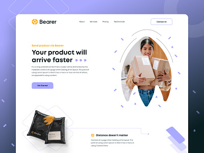 Bearer-Courier service company-Landing Page / Web UI agency animation branding clean concept courier design e commerce graphic design hire icon logo minimal moving company product rent service ui web webdesign