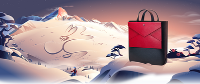 Montblanc - Happy new year illustration landscape mountain new year rabbit scenery snow sundown vector winter