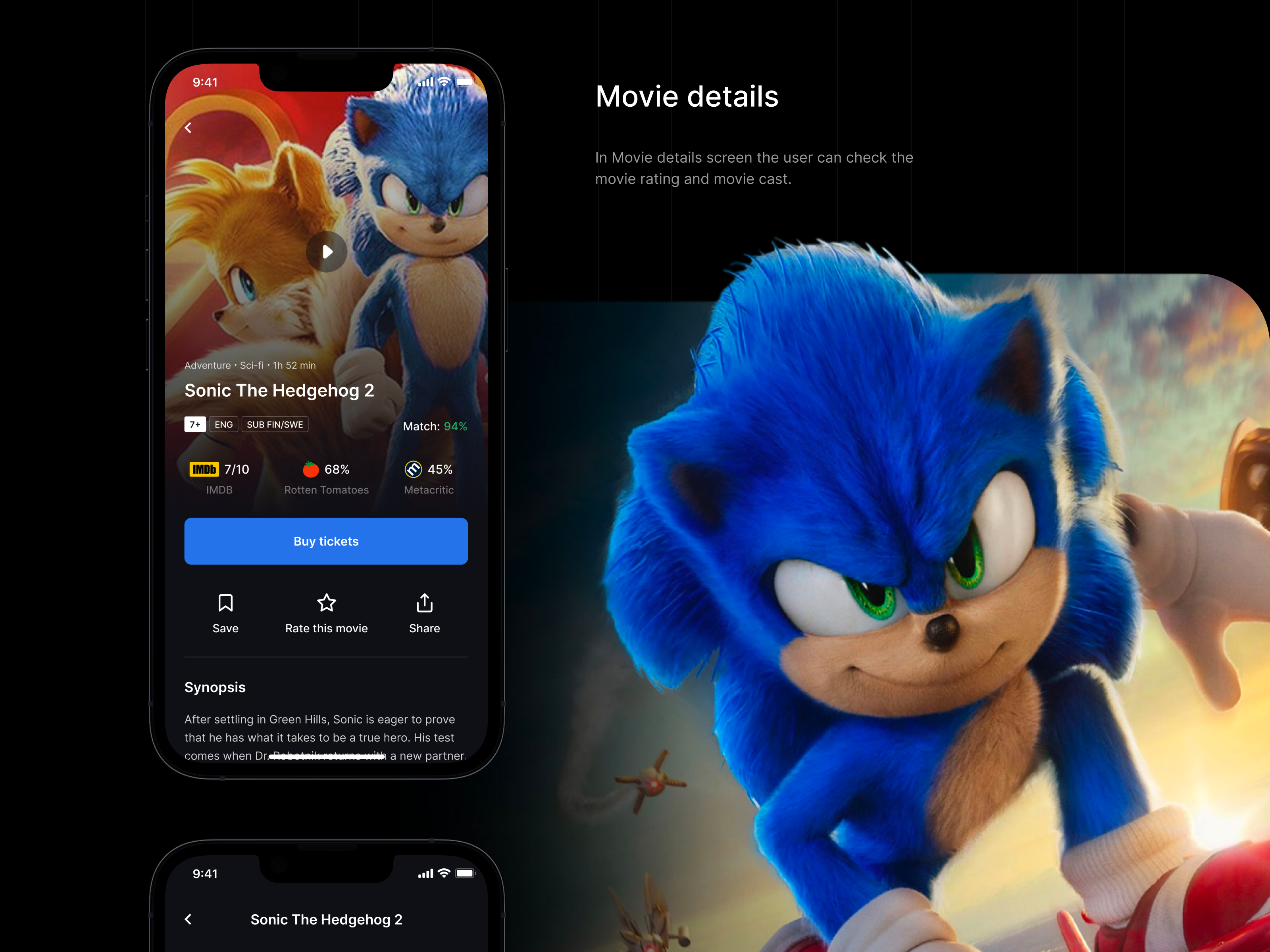 Animus Cinema App Case Study app cinema dark mobile movie app ui ux