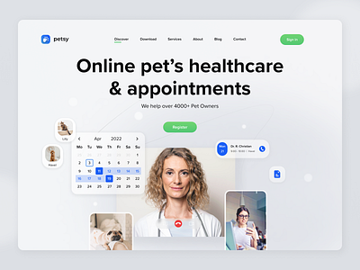 Online pet’s healthcare app application landing page online appointments online booking online clinic pet healthcare product design spa ui ux web app web application