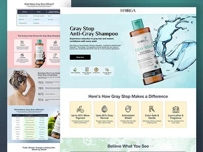 HAIRGA | Gray Stop Shampo Landing Page UI Design app design app ui design apps branding clean website ui dashboard dashboard ui graphic design landing page ui landing pages logo modern ui design modern website ui ui design ui ux web design website design website ui