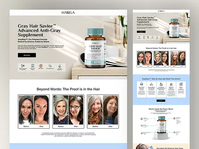 HAIRGA | Gray Hair Savior Landing Page UI Design app design app ui apps clean ui clean ui design clean ui ux dashboard landing page landing pages landing pages ui modern ui modern ui design ui ui design ui ux website ui website ui design