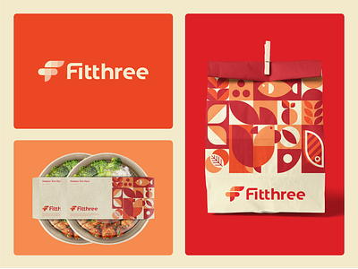 Fitthree - Personalised Nutrition Branding branding fittness food food branding logo logodesigner nutrition organic pattern red symbol wellness
