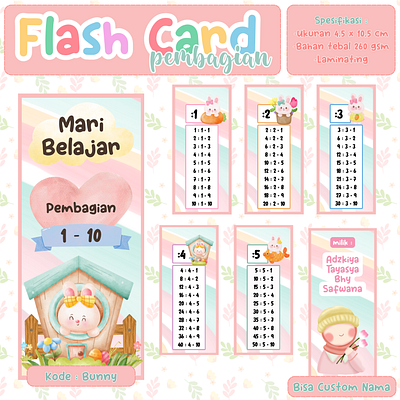 Flash Card - Math - Bunny bunny canva flashcard indonesia learning math
