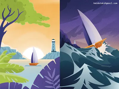 Little boat character design design illustration product ui vector webdesign