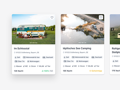 🃏 Cards for Camping Platform airbnb booking booking platform camping card modal rent ui ux webdesign website
