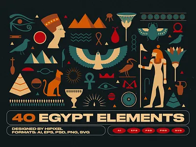 Egypt Elements ancient cultural egypt egyptian elements heritage hieroglyphic historical icons motives mythology symbols vintage