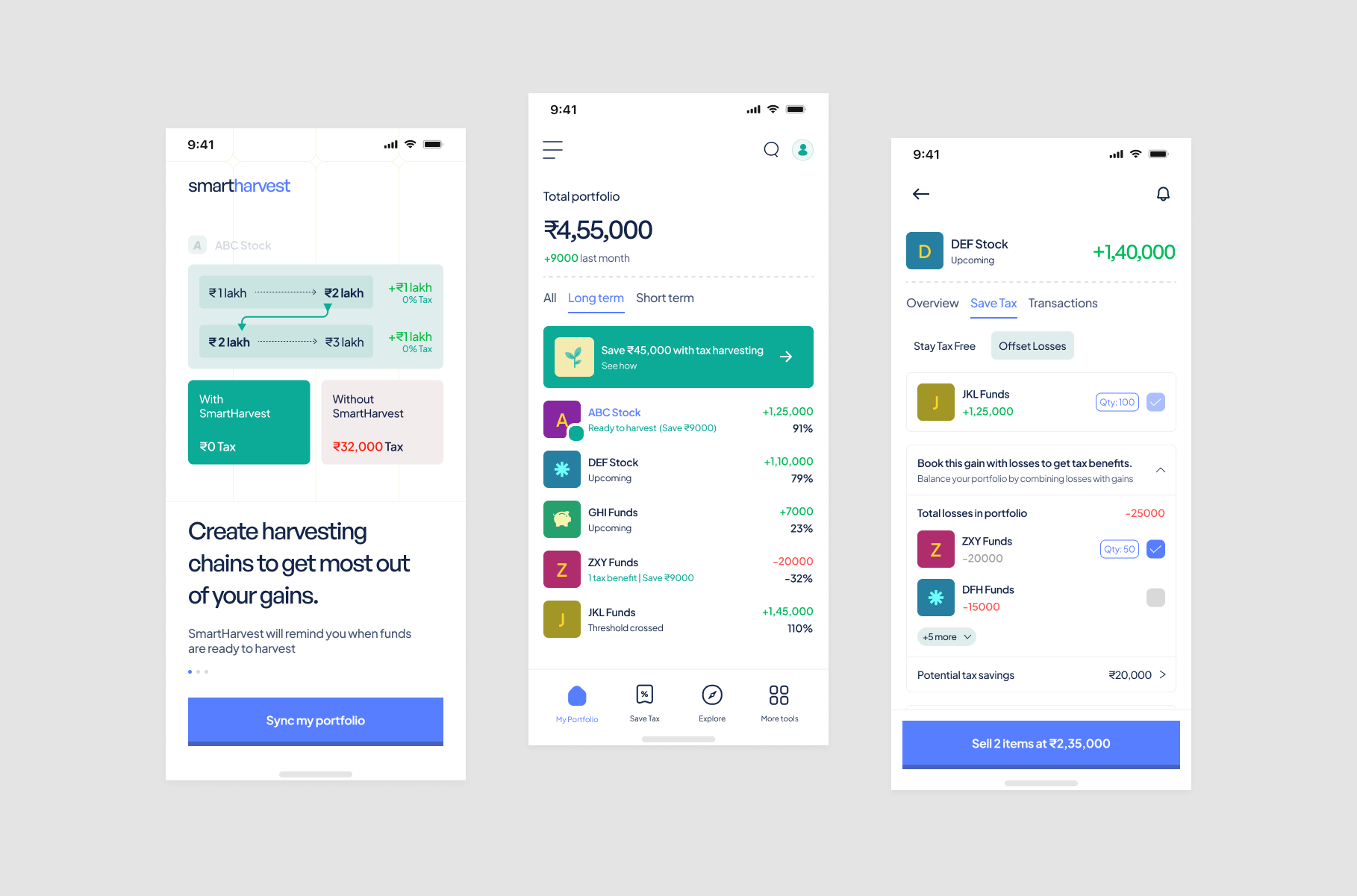 Tax Harvesting App Concept design finance fintech harvesting minimal saas tax ui user interface ux