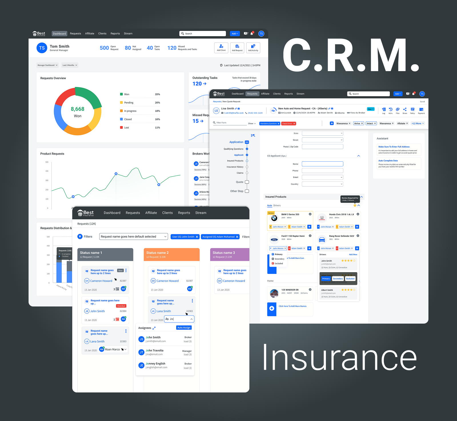 truMarket Insurance CRM and Request Management (Saas Product) add units application form bms broker management service home and auto insurance insurance uxui insurtech product design saas product sass stepper ux wizzard