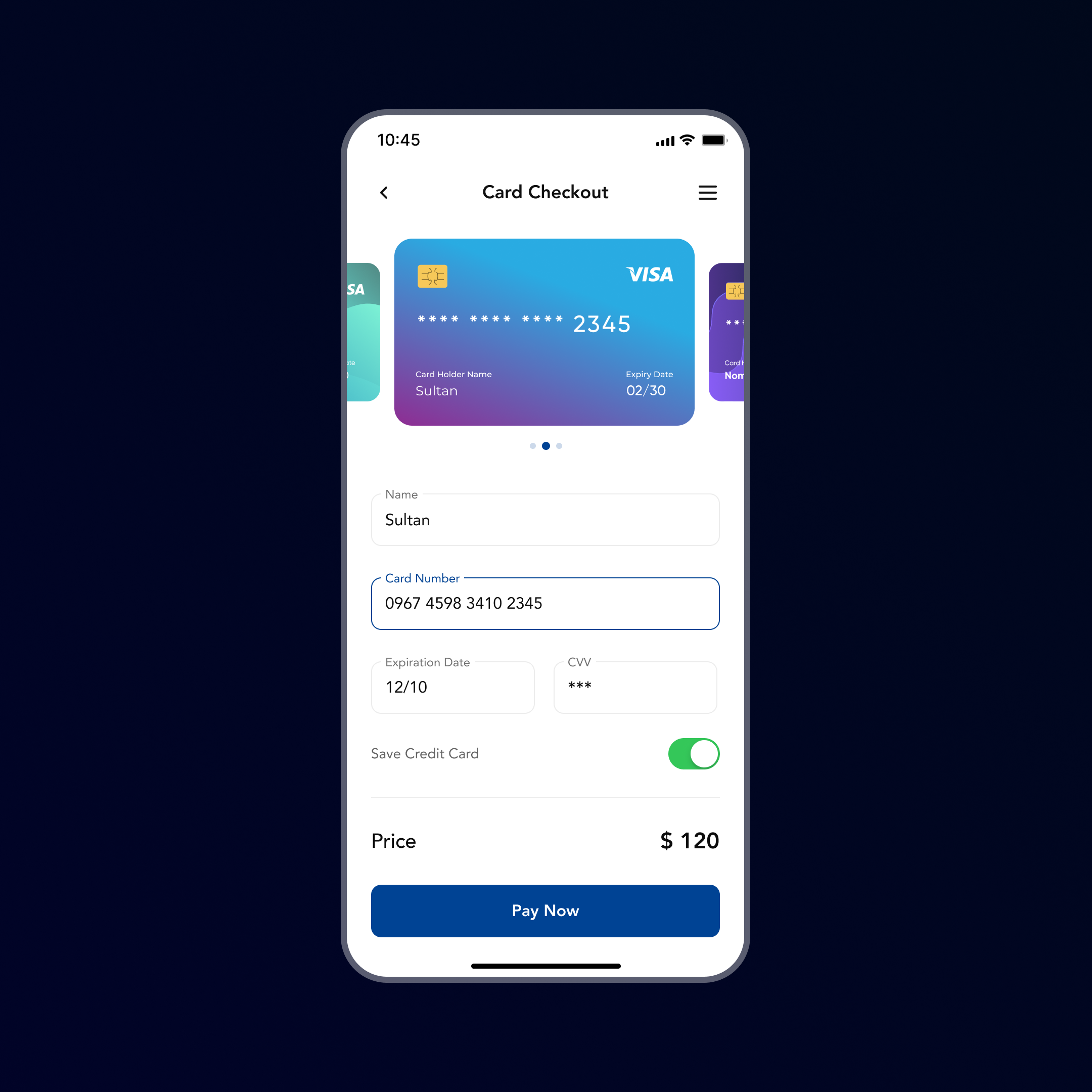 🎯 Day 2 📱Credit Card Checkout Screen ui