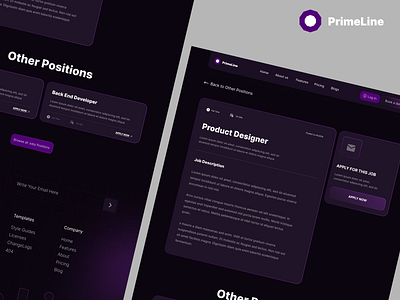 Prime Line - Career Single Page career details career single clean creative dark design job job details job single minimal modern open position saas design saas website saas website design template ui ux web design webflow