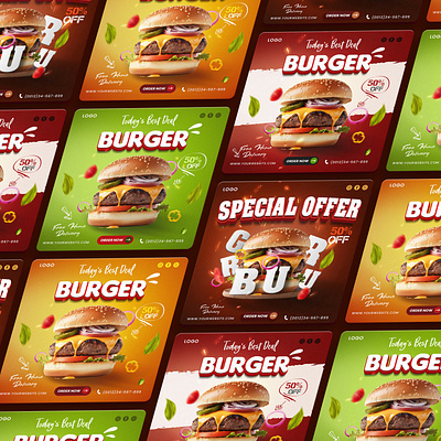 Burger Social Media Design beef burger cheese food menu social media