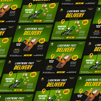 Delivery Company Social Media Template delivery design social media template