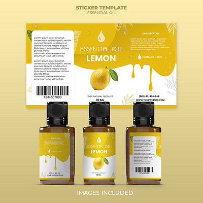 Essential Oils Sticker Design bottle cosmetic design essential essential oils lemon mint sticker