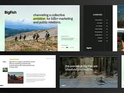 Big Fish Collective branding graphic design marketing outdoors pr presentation design