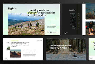 Big Fish Collective branding graphic design marketing outdoors pr presentation design