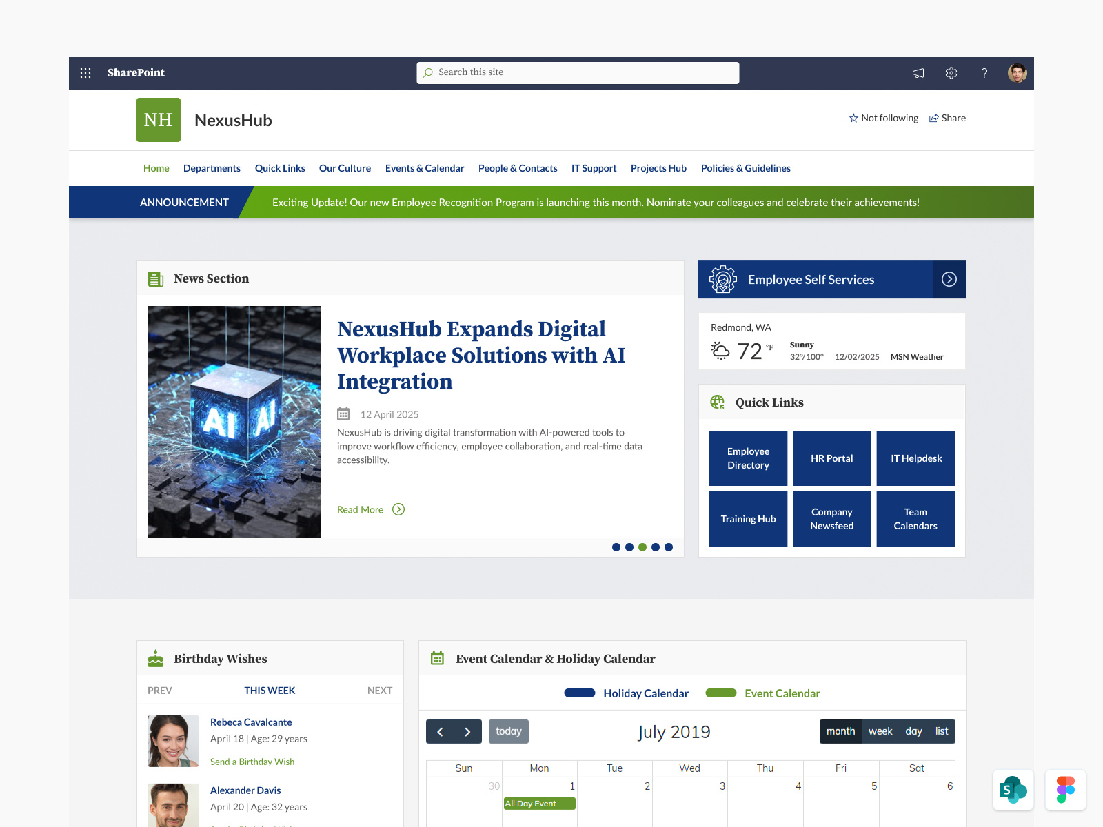 Example of Modern Share Point Intranet Design