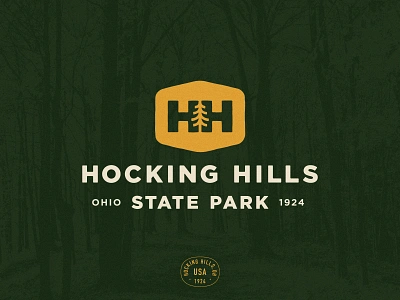 Hocking Hills Logos branding brandmark design graphic design hiking icon lifestyle logo mark nature outdoors state park tree tree logo vector