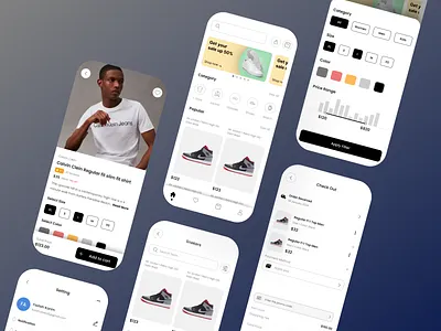 Sneaker E-Commerce App – Full UI Exploration appui casestudy dribbbleshot ecommerce figmadesign mobileapp mobileappui mobiledesign sneakers uidesign uxdesign