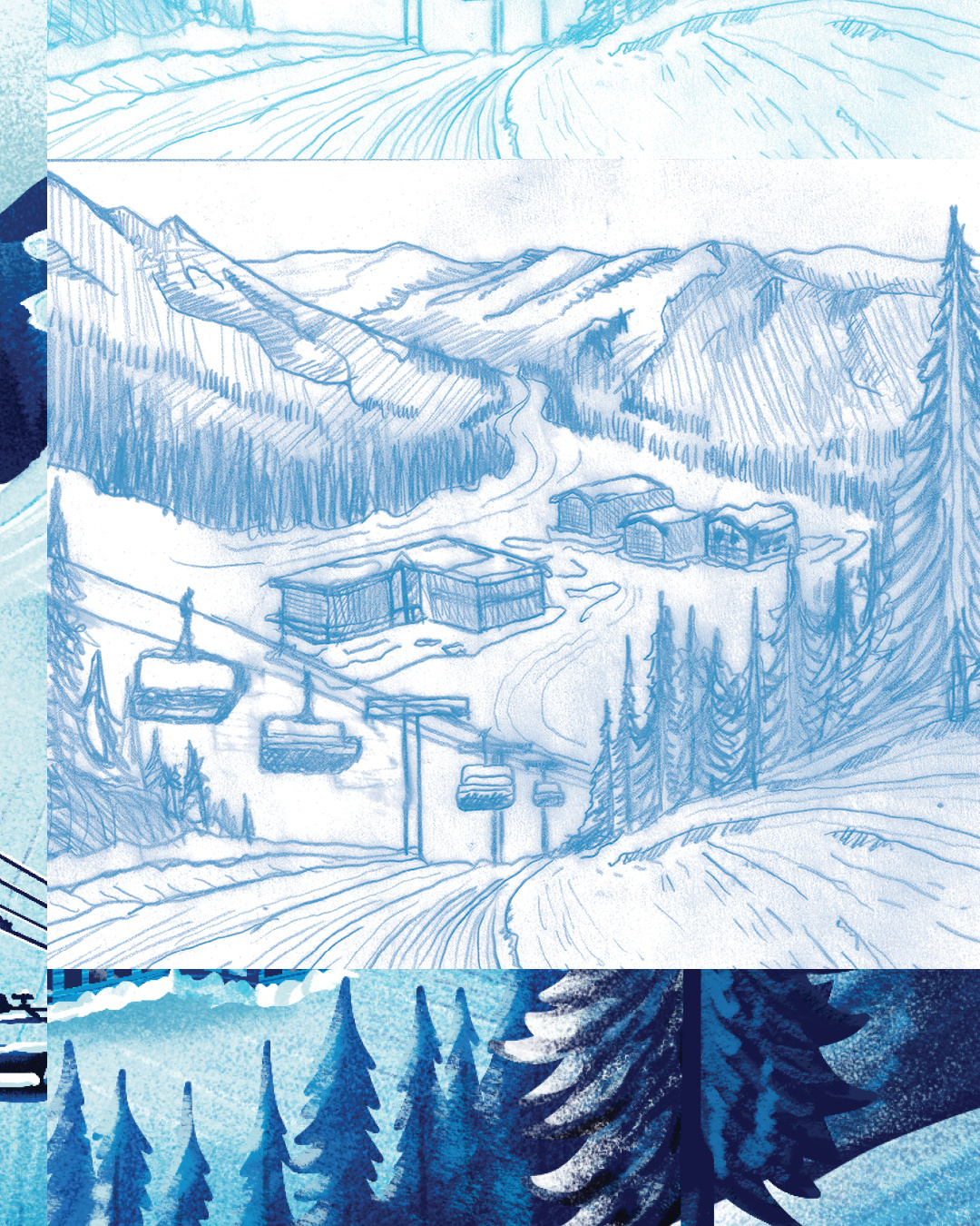 Example of Digital Textured Landscape Illustration