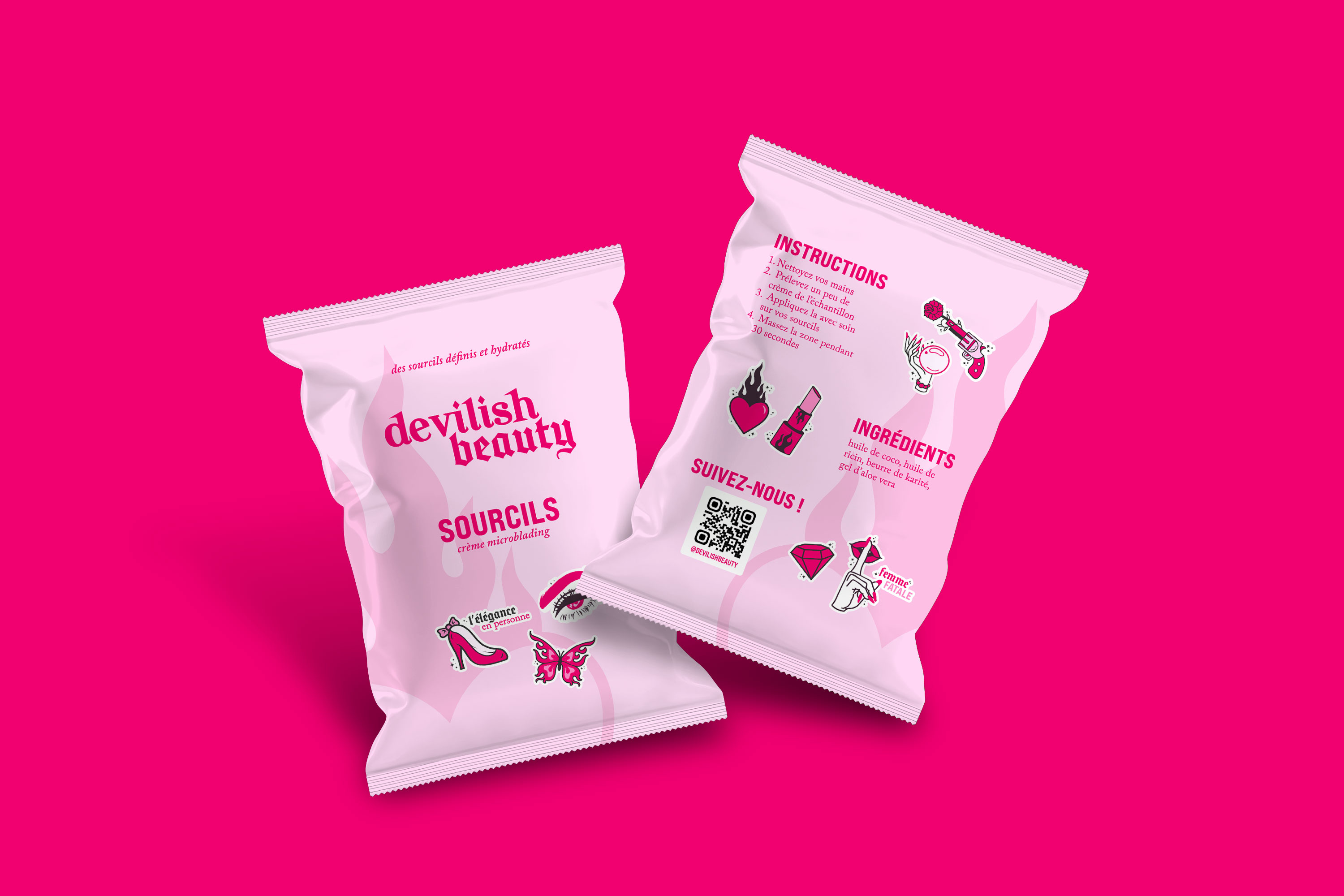 Beauty salon brand identity Devilish Beauty beauty brand identity branding business card graphic design logo packaging pattern social media social media templates visual identity