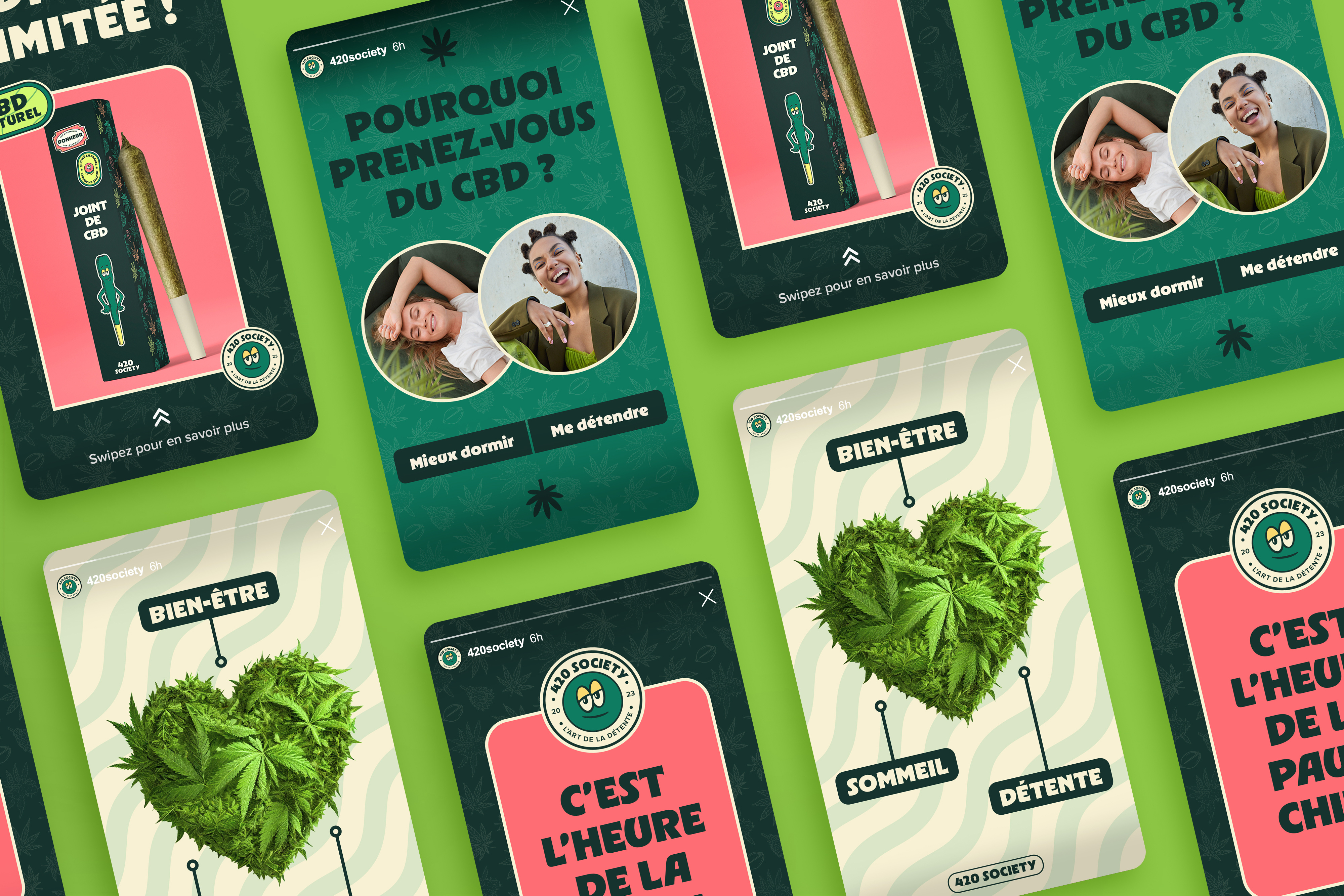 CBD social media templates - 420 Society brand identity branding cbd graphic design instagram logo social media social media templates stories visual identity