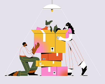 Moving adobe illustrator art box character characters colorful design flat gradient home house illustration illustrator moving plans simple style travel vector way
