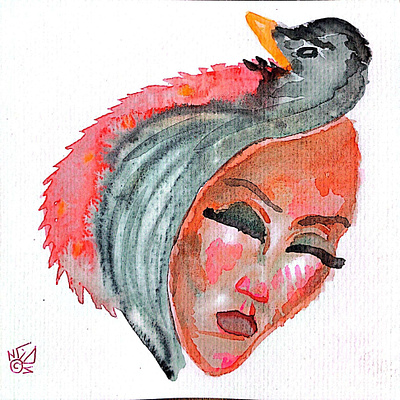 Robyn abstract artforsell artistforhire bird birdart branding commission design designer freelance freelanceartist graphic illustration illustrator painting portrait request robin watercolor watercolour