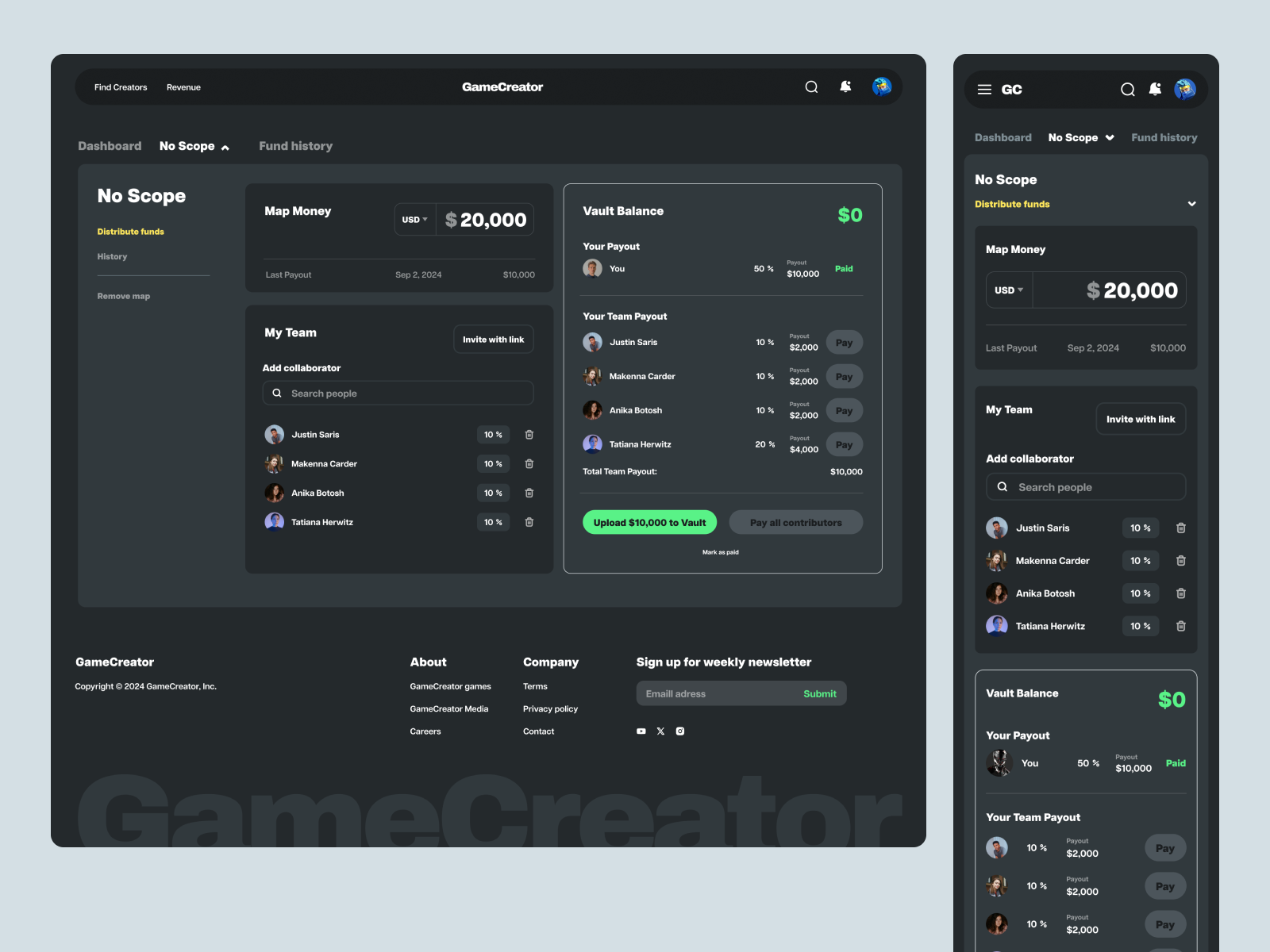 Example of Strategic Product & Dashboard UI Design