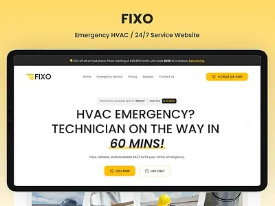 FIXO - Emergency HVAC Service best hvac website hvac hvac branding hvac business hvac company hvac design hvac web design hvac web design agency ideapeel plumber design plumbing website