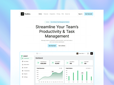 YesDev - Task Management SaaS Platform UI Design dashboard design login ui pricing page productivity tool project management saas website task management team collaboration uiux design web application