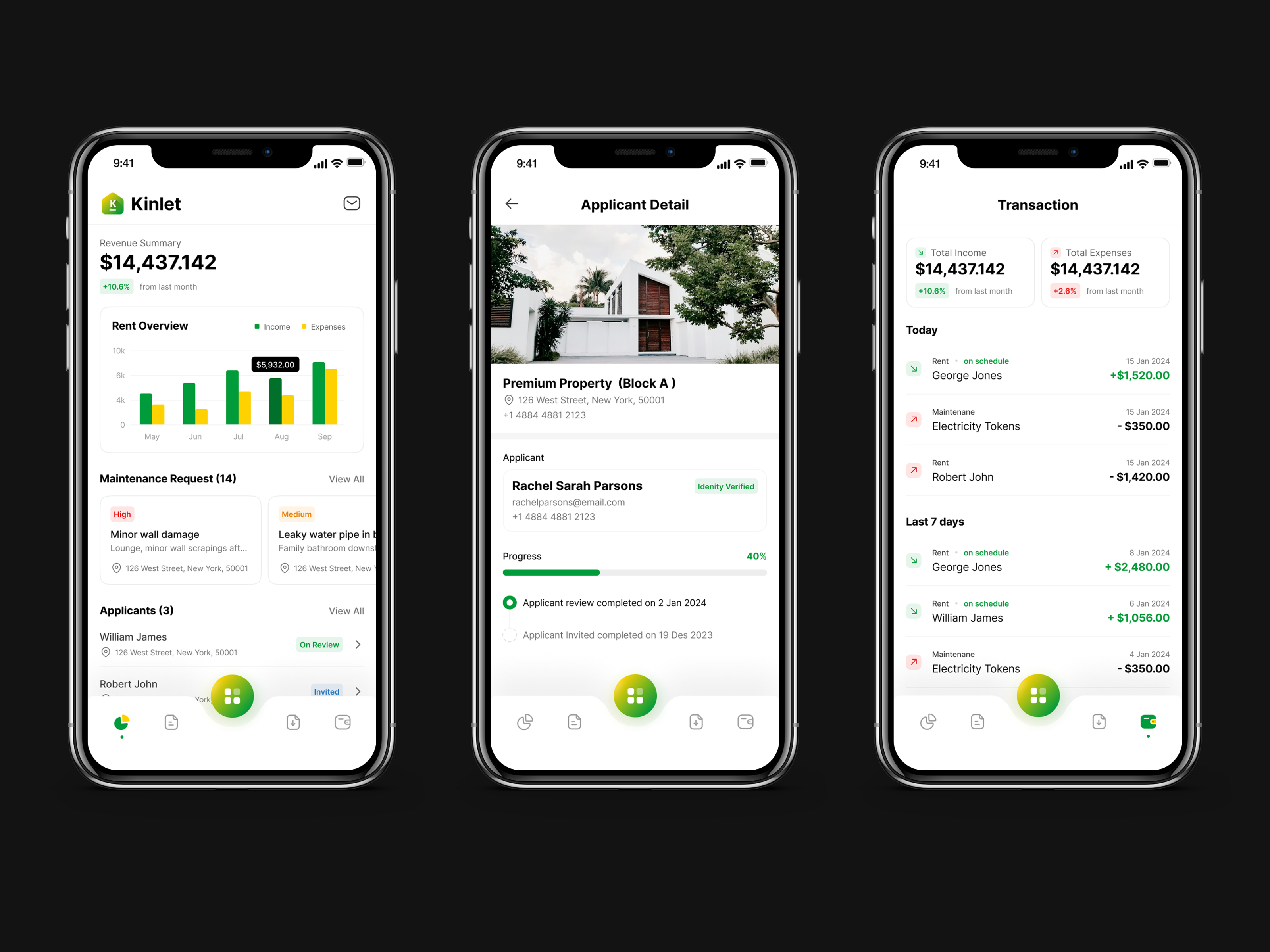 Example of Kinlet - Property Management App