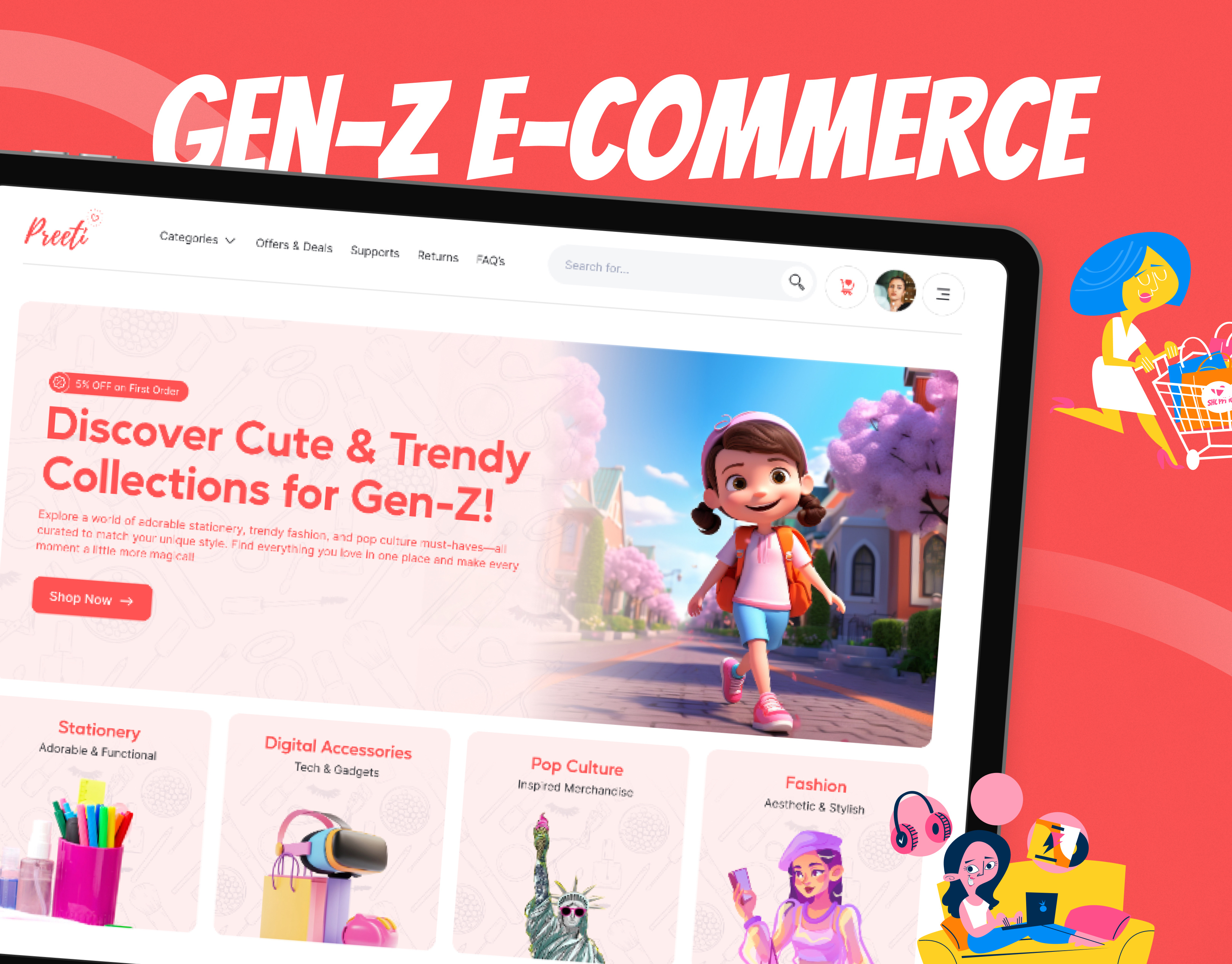 E-Commerce Website Redesign Case Study case study e commerce e commerce app e shop fashion genz genz ecommerce modern ui online shop online shopping online store redesign shopping shopping cart ui ui ux design web design web ui design website website design