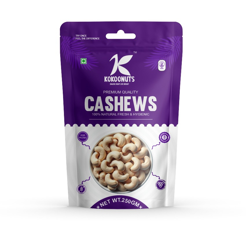 Kokoonuts Cashews Pouch Design box design brand design branding cashew cashew packaging cashew pouch design cashews dry fruits dry fruits packaging indian dry fruits kokoonuts cashews pouch design label design logo design mockup mockup design packaging packaging design pouch deisgn