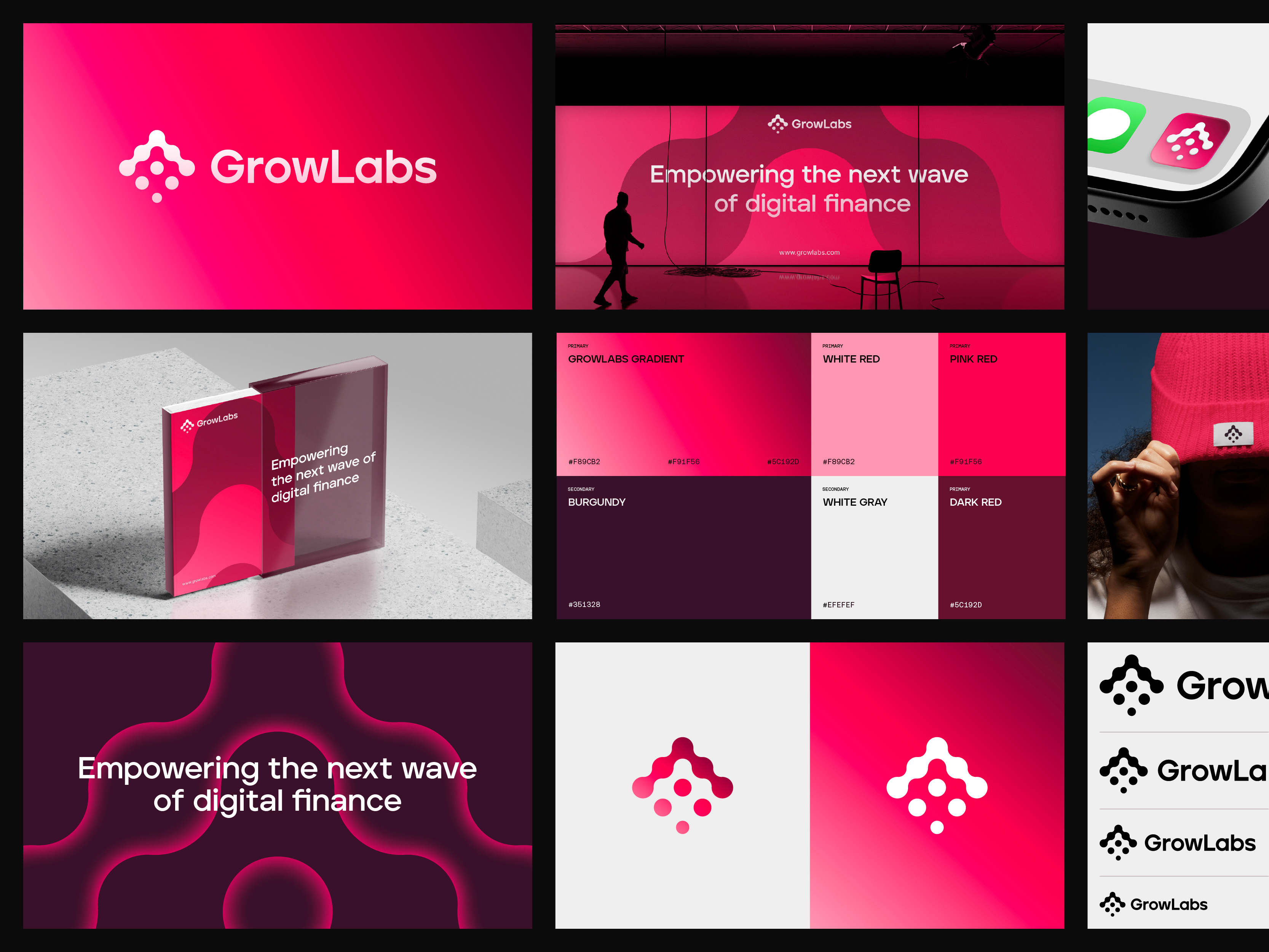 GrowLabs Branding arrow blockchain branding crypto dots finance fintech grow icon lab labs logo logo design modern molecule saas up web3