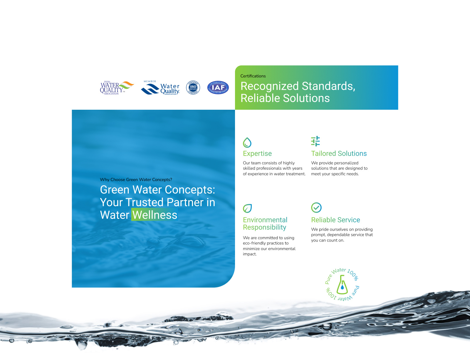 GREEN WATER - Website branding clean water codeappan color elementor green and blue minimal design pur water ui ux ux ui water water treatment soluction webdesign webdevelopment website wordpress wordpresswebsite