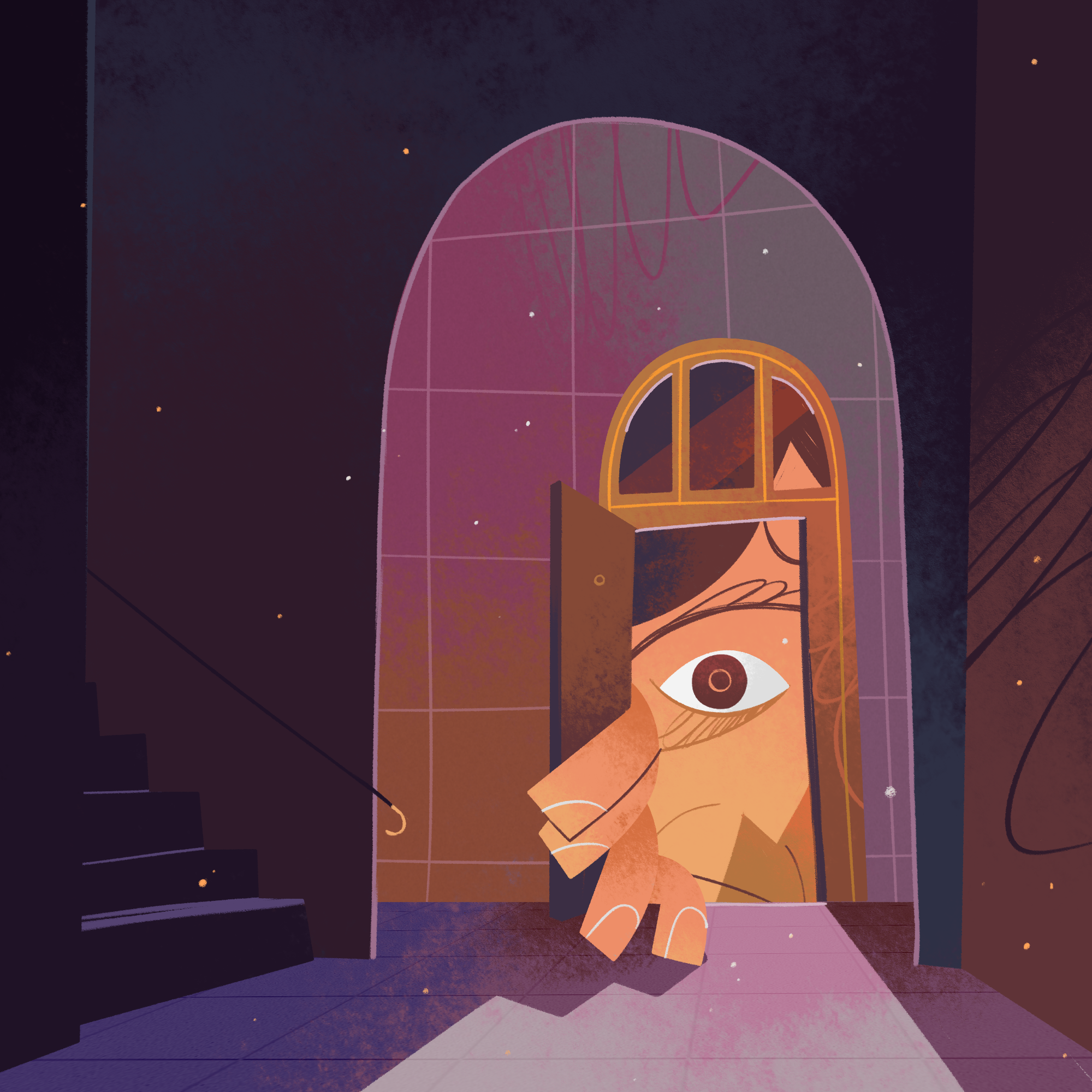 Path 2d illustration book book illustration character character design design door eye face fantasy art fantasy illustration flat hand magic mystical