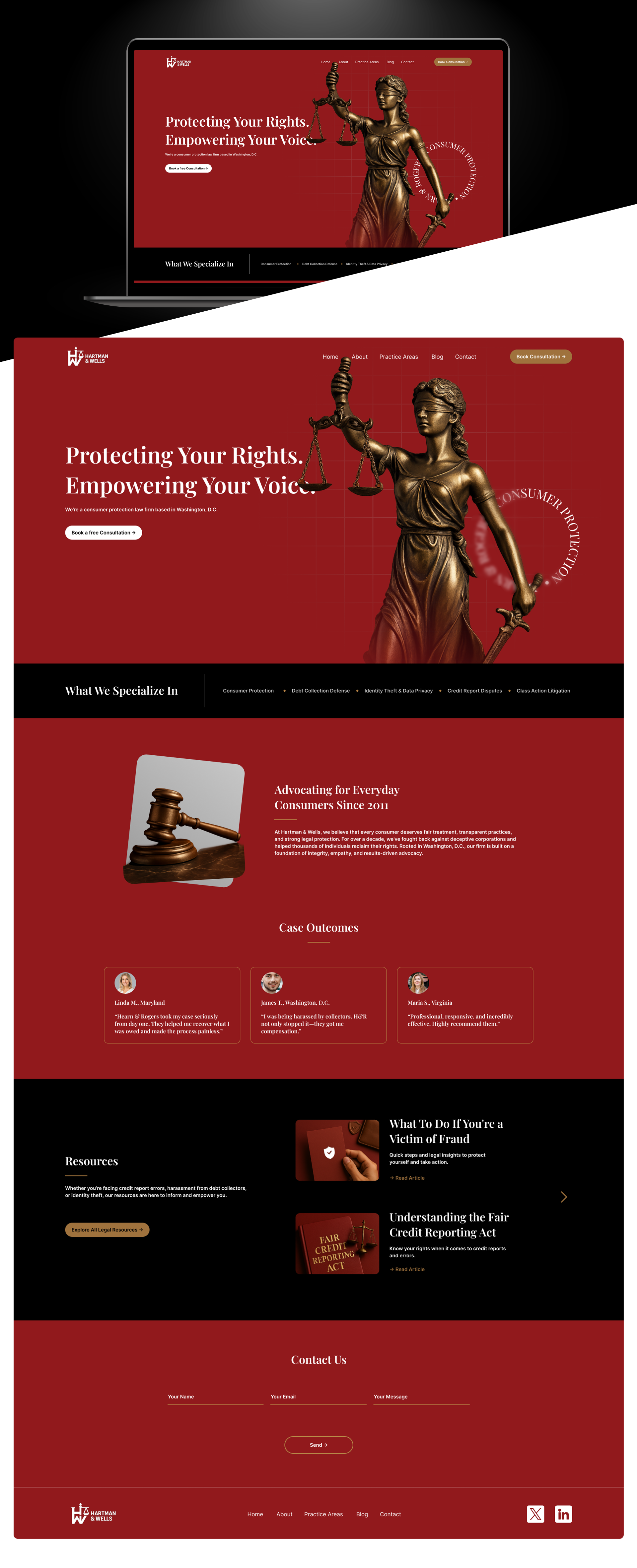 Hartman & Wells Law Firm Website Design bold justice law modern ui website