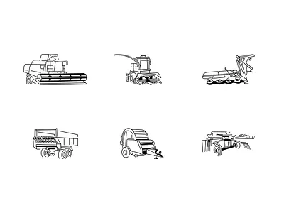 Illustrations of agricultural machinery agricultural agricultural machinery branding cereal combine combine harvester corn design dribbble ears of corn field graphic design harvester illustration line linear illustration