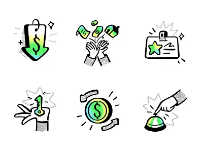 Tic Toc - Icon Set 02 2d adobe illustrator art branding brush clean design digital art gradient hand drawn icon icon set illustration texture ui