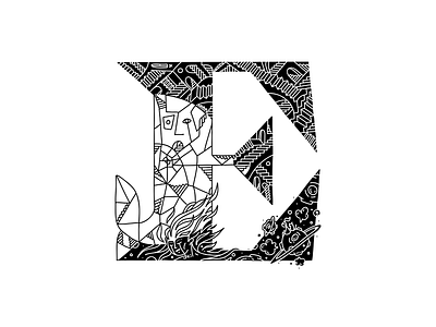 Whalphabet #05 | Letter E | Entropy 36 days of type black white blockchain design doodle escher ethereum graphic design illustration ink letter lettering lost mc escher space stairs whale