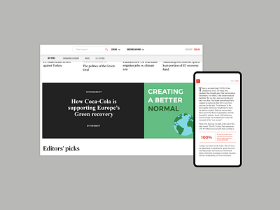 Politico - Interactive native ad adobe xd advertisement article branding coca cola concept interactive media native ad news planet politico responsive story telling ui