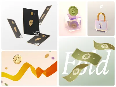 3d illustration for Fold app 3d bitcoin branding illustration