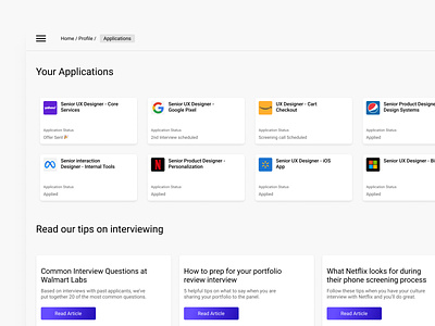 Job application board design system figma job board open to opportunities open to work product design product designer responsive design software design software designer ui ui design ux ux design ux designer web app web design