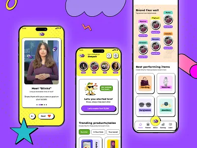 Gen Z affiliation marketing app 3d animation colours cool experience gen z graphic design innovation motion graphics neubutralism new purple stuff ui ux vibrant yellow