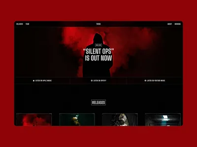 TRVNS – Musician Website 404 about artist booking cms creative dark design interactions minimal modern music musician personal release template tour ui ux website